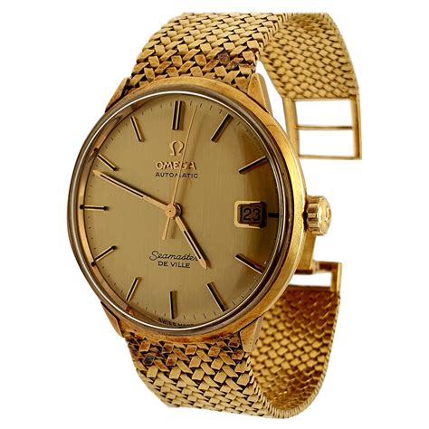 omega deville 18k gold watch|omega de ville vintage gold.